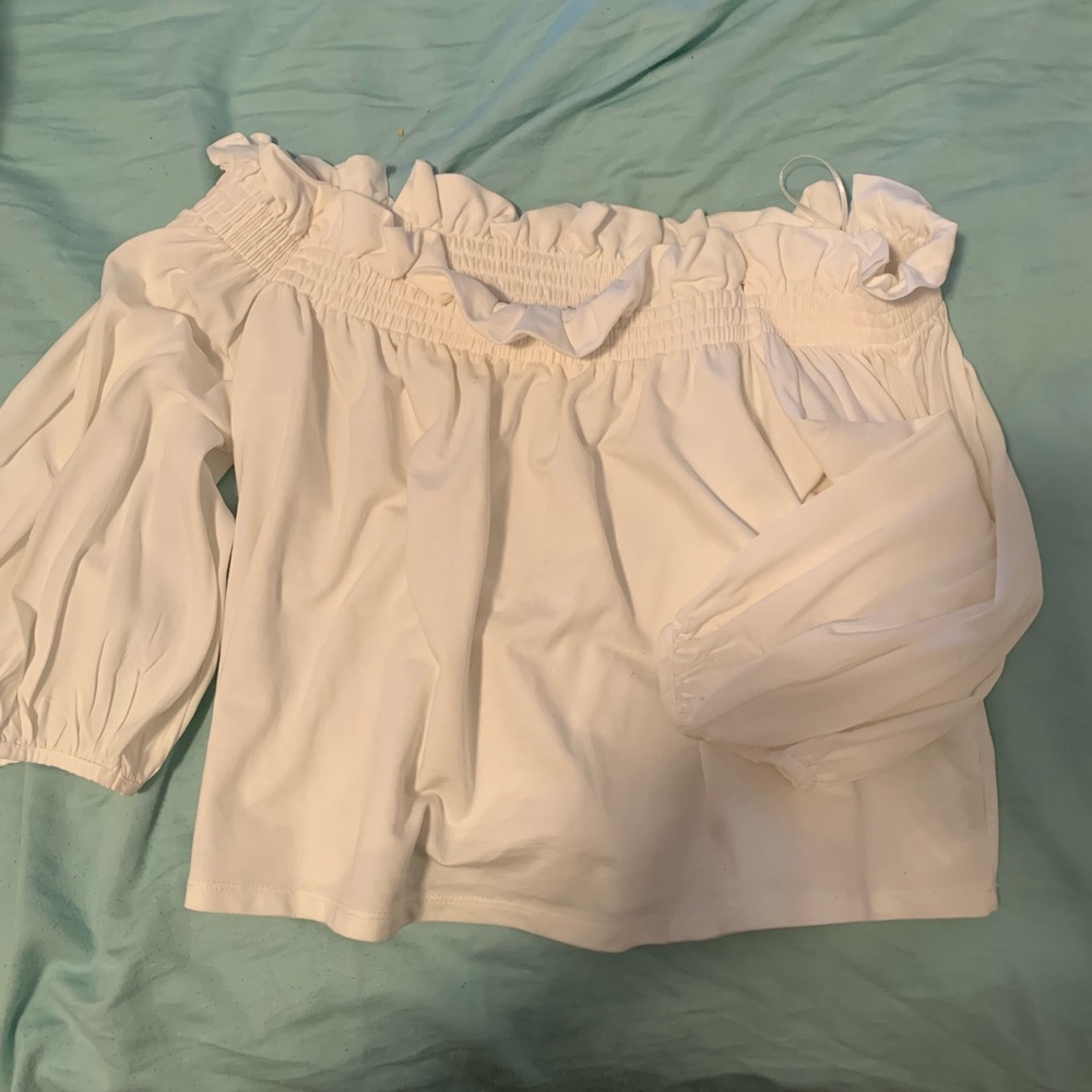 Zara off the shoulder white blouse